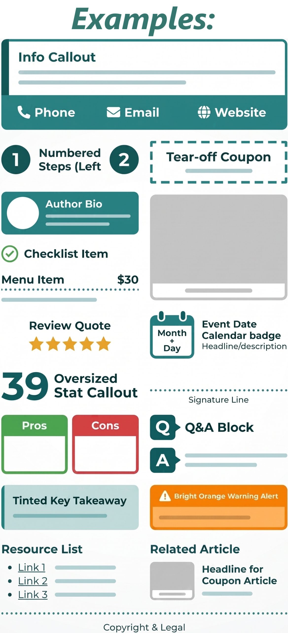 Examples of used page parts